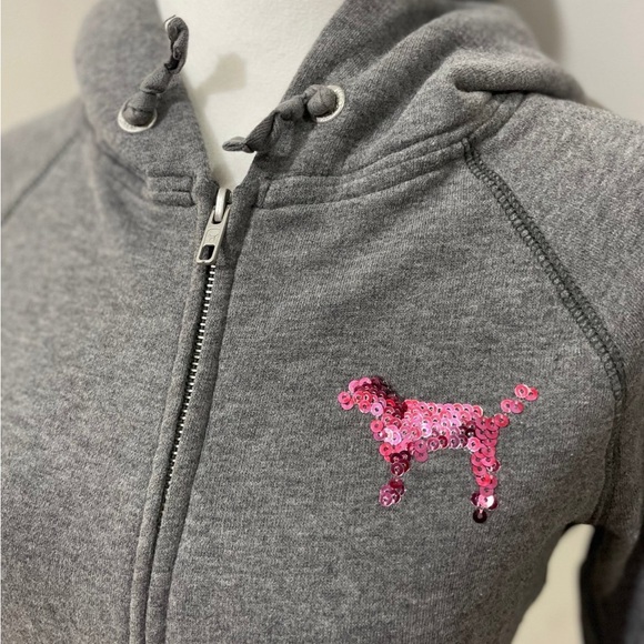 Victoria's Secret PINK San Francisco Sequins Grey ZIP UP sweatshirt - Picture 3 of 5